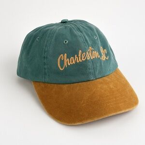 Vintage Charleston SC Baseball Cap Green Brown Adjustable Strapback Hat Headwear